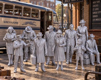 1940's Bus Depot People 1:87 HO X10 Model Railroad Railway Layout Figures