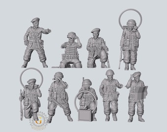 Italian Folgore Paratroops HQ X9 28mm & 20mm WW2 Unpainted Resin Figures