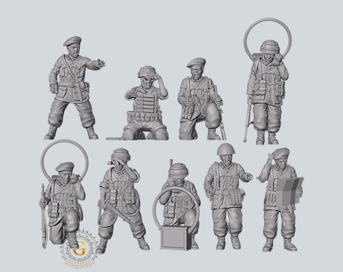 Italian Folgore Paratroops HQ X9 28mm & 20mm WW2 Unpainted Resin Figures