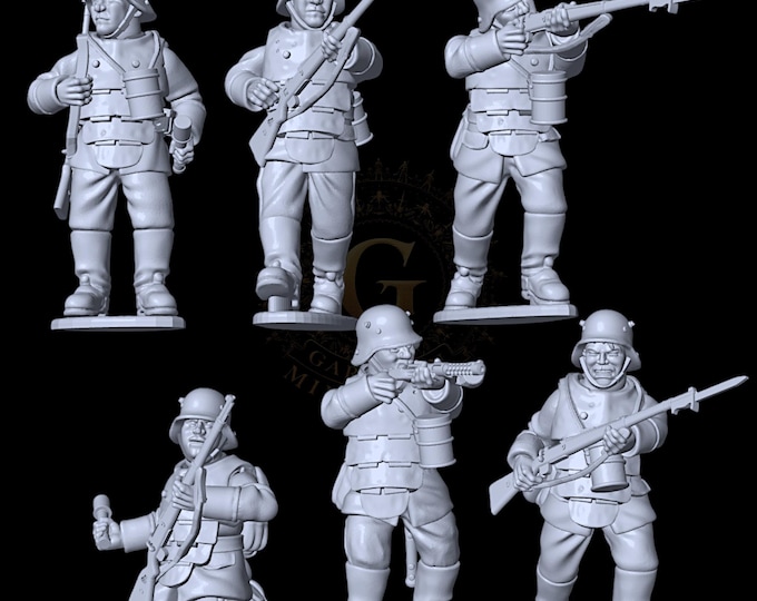 WW1 Imperial German Infantry in Sappenpanzer Armour X6 28mm 1/56