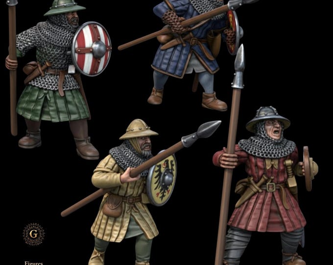 Scots Warriors with Spears & Shields 28mm