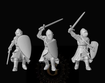 Foot Knights with Closed Visors X3 28mm