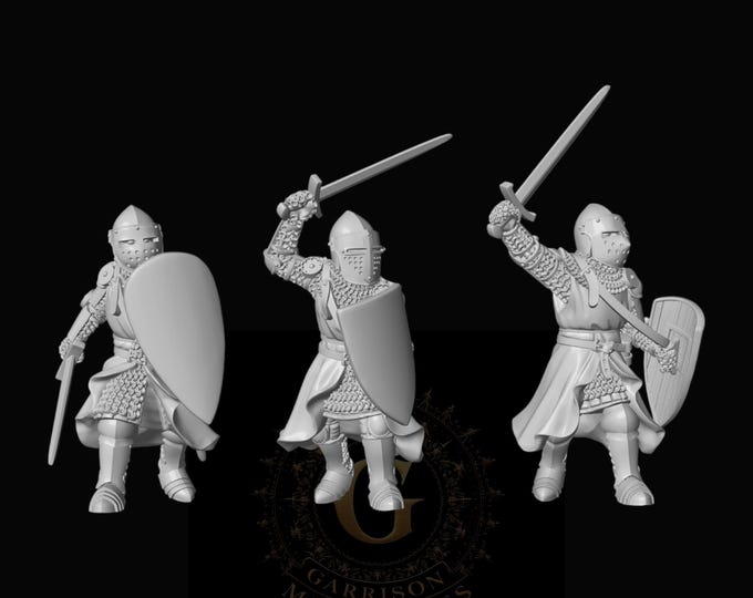 Foot Knights with Closed Visors X3 28mm