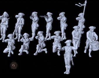 Revolutionary War/AWI Continental Infantry Firing Line Figures 28mm 1/56