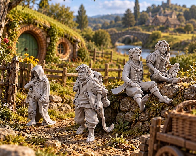 Hobbit Heroes x4: 28mm Fantasy Unpainted Resin Wargame Miniatures