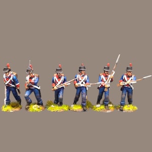 UNPAINTED Napoleonic Spanish Infantry Chistera Hats Charging X6 28mm 1/56 Wargames and Collectors Figures by Garrison Miniatures