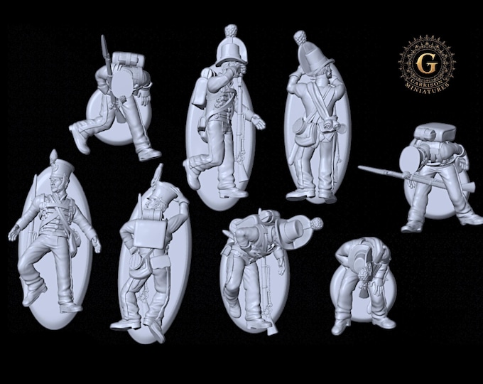 Napoleonic Black Brunswickers Casualties X8 28mm 1/56