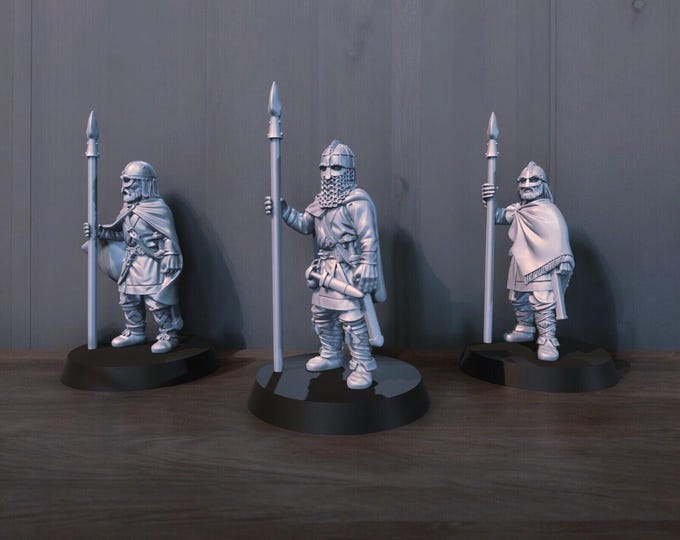 Dark Ages Unarmored Vendel Warriors with Spears Set 2 28mm 1/56
