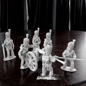 Napoleonic French Guard Artillery Set 2 Peninsula etc  28mm 1/56 Unpainted Wargames Collectors Figures by Battlecat for Garrison Miniatures