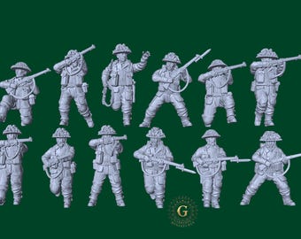 WW2 British Mid-Late War Riflemen X12  28mm 1/56 or 20mm 1/76