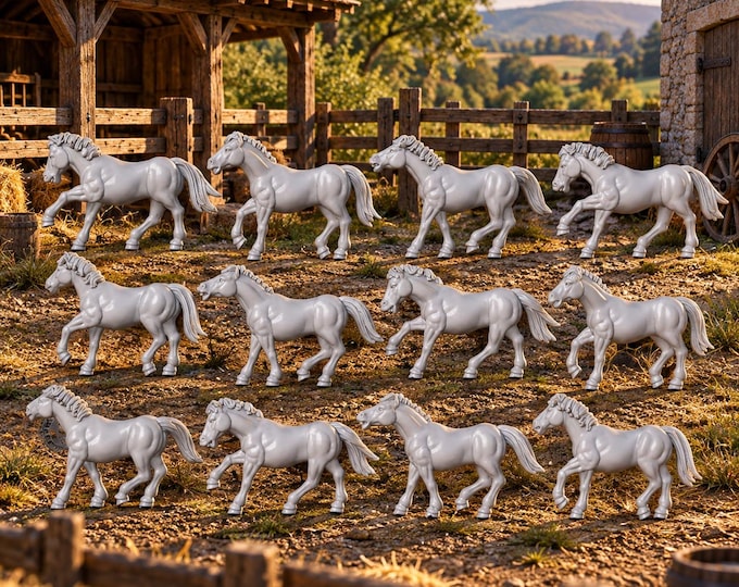HO Scale Old West 1/87 Unpainted Resin Wild Mustangs X12 Miniatures Train Layout