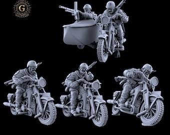 WW2 French Dragoons Portee on Motorcycles 28mm