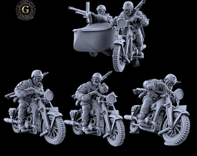 WW2 French Dragoons Portee on Motorcycles 28mm