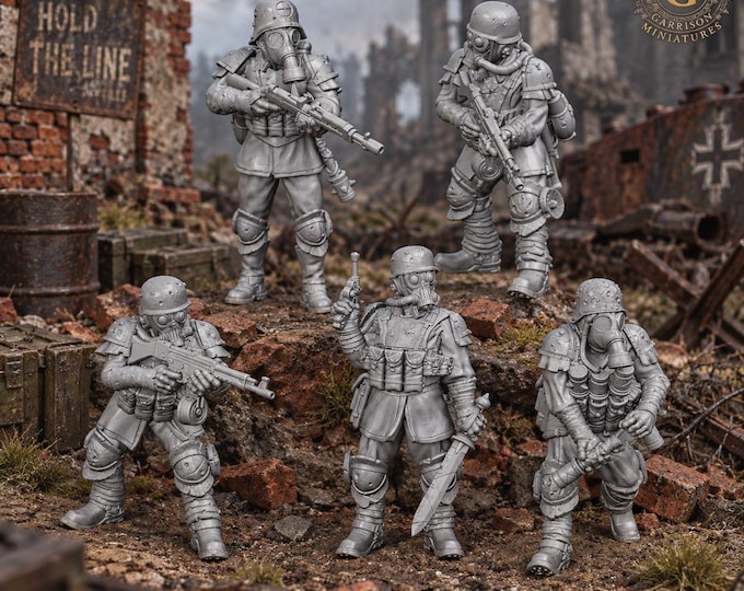 Heretic Infantry X5 28mm Unpainted Resin Miniatures Grimdark Wargame RPG D&D