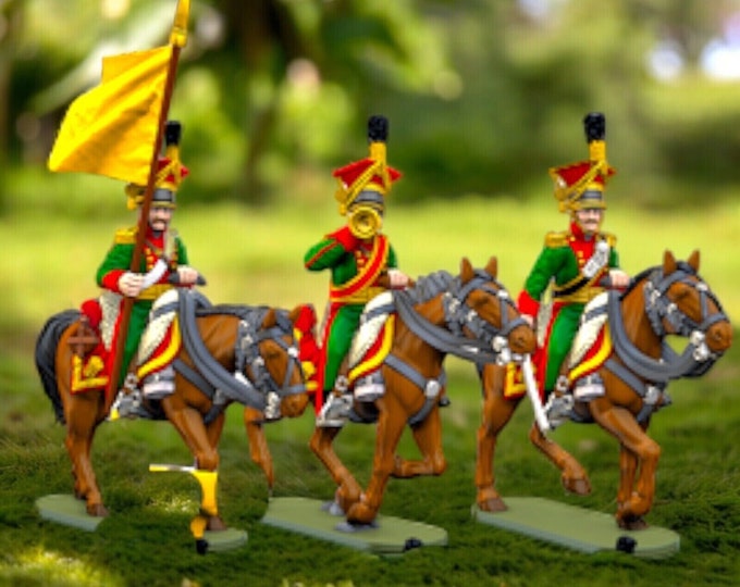 Napoleonic Austrian Uhlans Command Set A  28mm 1/56