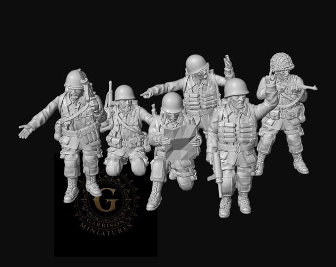 US Airborne NCOs X6 20mm 15mm 28mm WW2 Unpainted Resin Wargame Figures