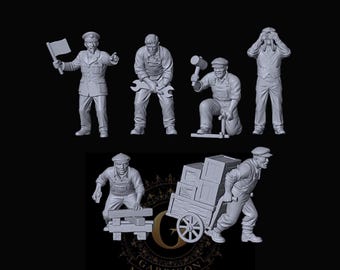 HO Scale Wild West 1/87 Unpainted Resin Railroad Workers Miniatures Train Layout