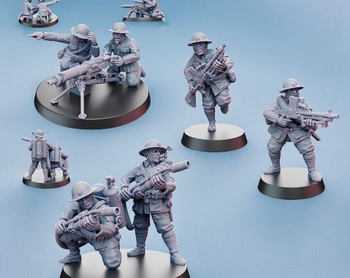 WW2 Chinese NRA Infantry Support Weapons ideal Bolt Action 28mm 1/56 Wargames and Collectors Figures by Kyoushuneko for Garrison Miniatures
