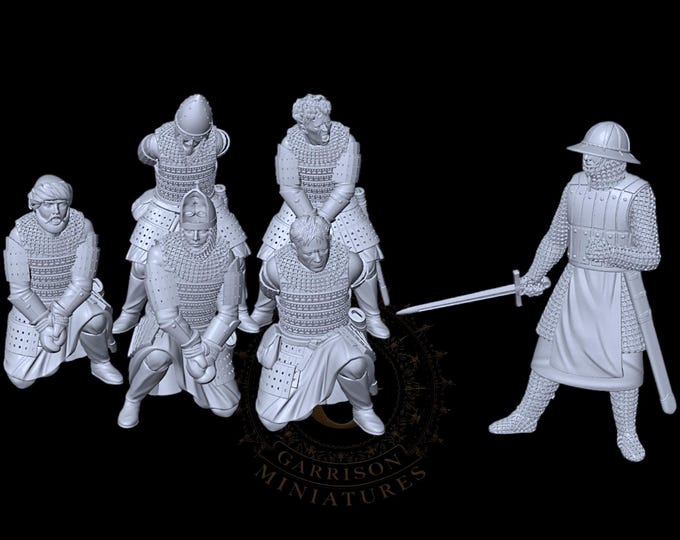 Medieval Prisoners and Captor - 28mm (1/56)