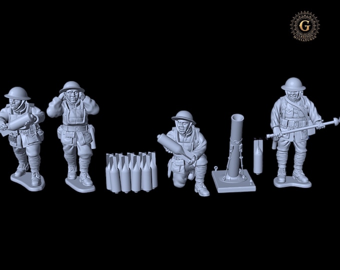WW1 USMC American Expeditionary Force Newton Mortar, Belleau Wood 1918, 28mm 1/56