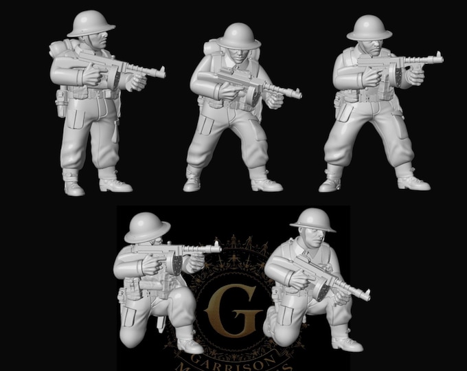 British Infantry SMGs X5 28mm 20mm 15mm Early WW2