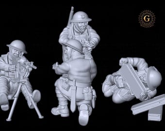 WW1 USMC American Expeditionary Force Hotchkiss MMG, Belleau Wood 1918 28mm 1/56