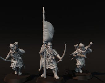 Provincial Archers Banner & Hornblowers 28mm 1/56
