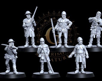 Early Medieval Handgunners X6, Light Armor 28mm 1/56