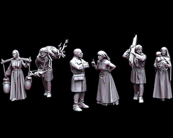 Medieval Villagers Set C - 28mm 1/56