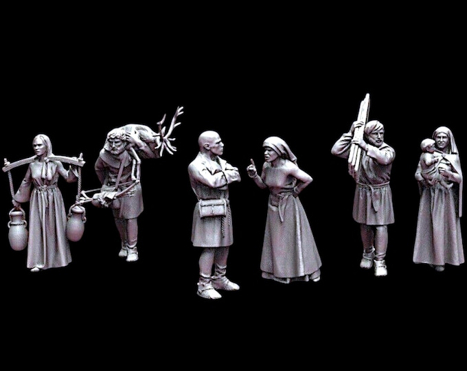 Medieval Villagers Set C - 28mm 1/56