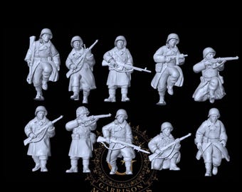 UNPAINTED WW2 US Infantry Winter Greatcoats  28mm 1/56