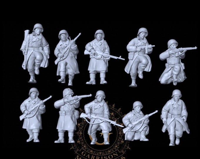 UNPAINTED WW2 US Infantry Winter Greatcoats  28mm 1/56