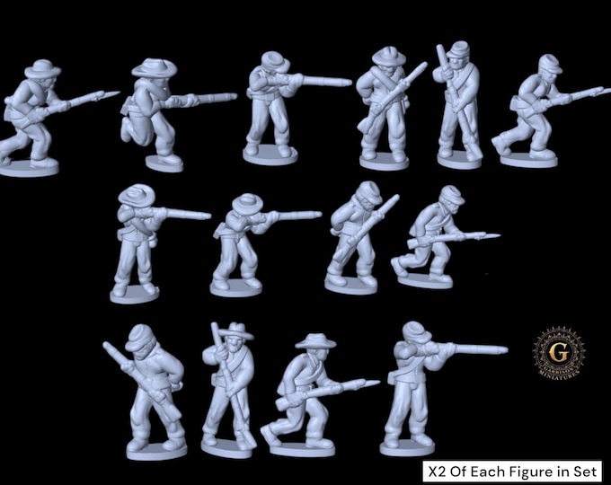 15mm or 13.5mm Epic Scale American Civil War Infantry X28 Figures Mixed Dynamic Poses Wargames & Collectors Figures by Garrison Miniatures