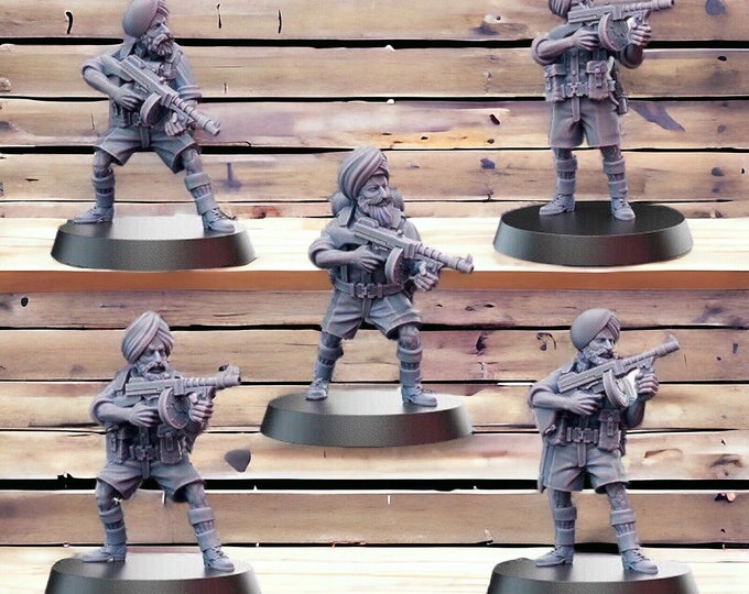 WWII Indian Sikh SMG Unit - 28mm 1/56