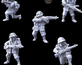Japanese Infantry with SMGs, 28mm 1/56