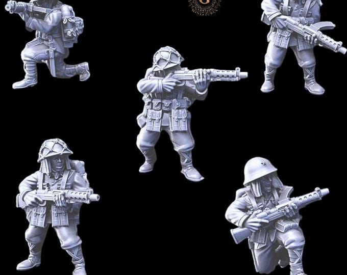 Japanese Infantry with SMGs, 28mm 1/56