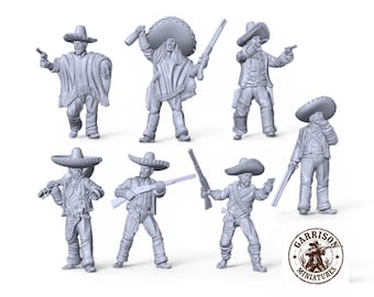 HO Scale Wild West 1/87 Unpainted Resin Mexican Bandits Miniatures Train Layout