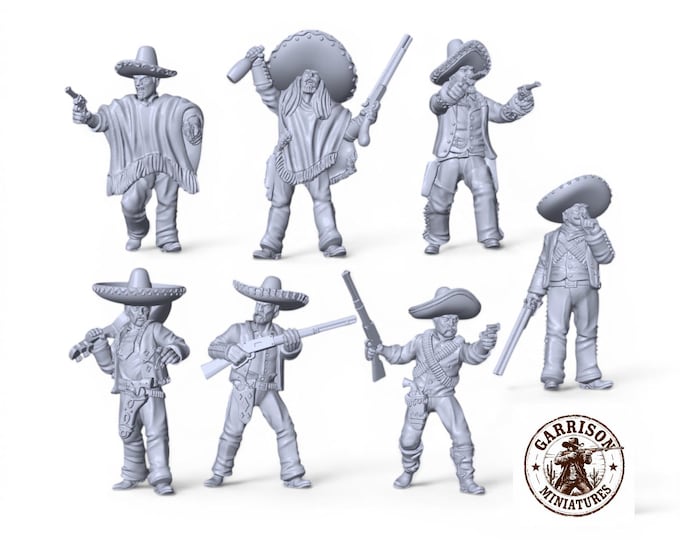 HO Scale Wild West 1/87 Unpainted Resin Mexican Bandits Miniatures Train Layout