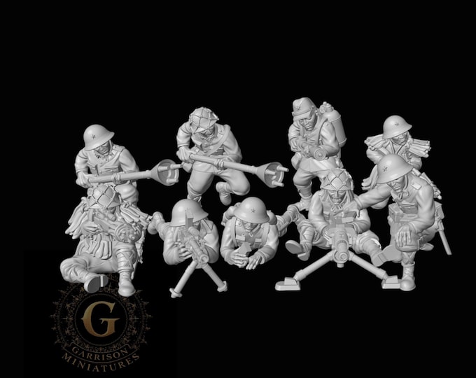 Japanese Infantry Support Unit X9 28mm WW2 Wargame & Display Miniatures