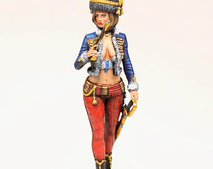 Napoleonic Pin-Ups French Hussar Girl 75mm UNPAINTED Collectors Figure 3"+ Tall