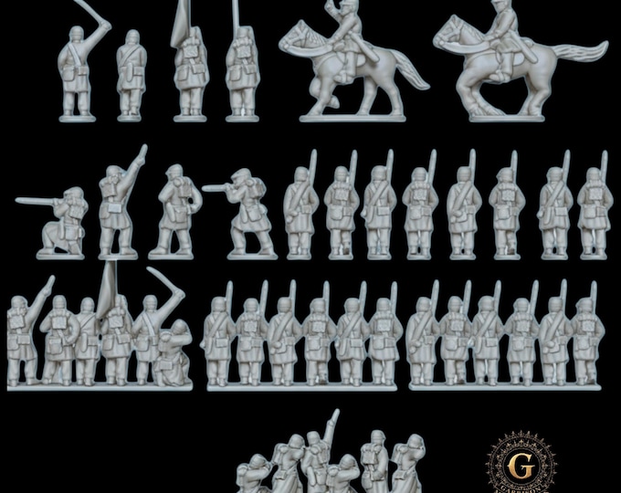 15mm or 13.5mm Epic Scale American Civil War Infantry Greatcoats X18 Figures + 4 Strips
