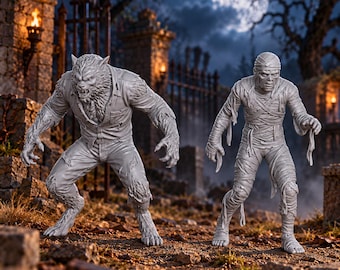 The Werewolf & The Mummy 54mm Unpainted Resin Classic Monster Miniatures