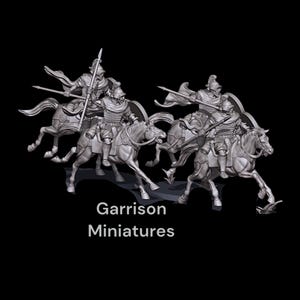 Ancient Roman Equites Cavalry X4 Saga Carthage Hail Caesar 28mm 1/56 Unpainted Wargames Collectors Figures by RW for Garrison Miniatures