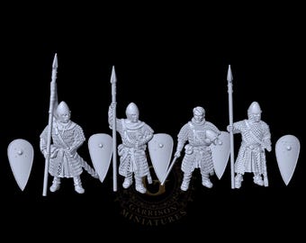 Norman Foot Knights 1066 Hastings: 28mm Unpainted Wargames & Diorama Miniatures