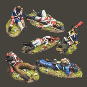 UNPAINTED Napoleonic Spanish Infantry Casualties X6 28mm 1/56 Wargames and Collectors Figures by Garrison Miniatures