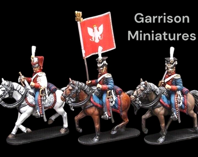 Napoleonic Grand Duchy Warsaw Uhlans Command Set A, 28mm 1/56