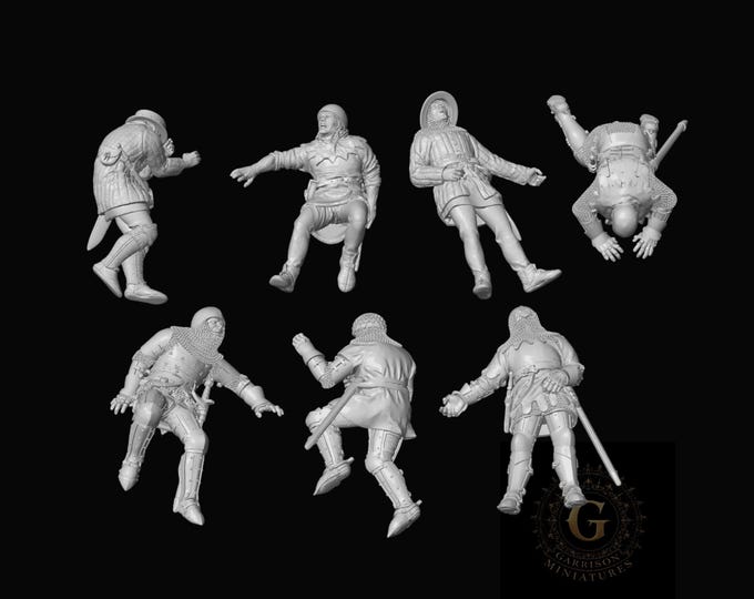 Wounded and Dead X7 : 28mm Medieval Unpainted Resin Wargame Miniatures