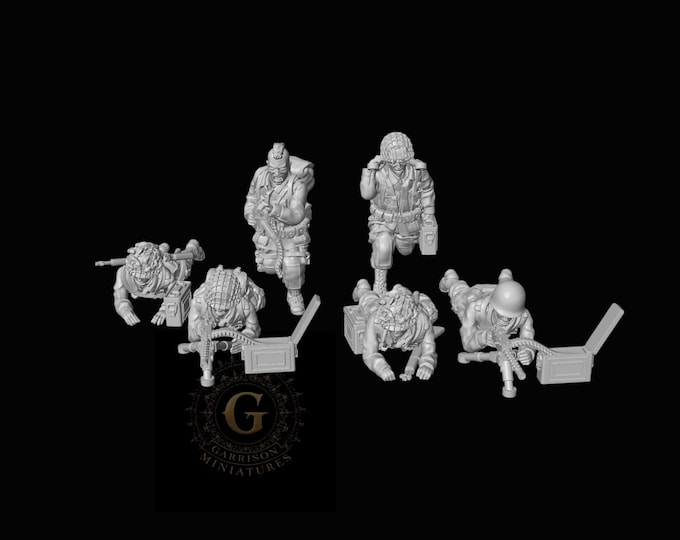 US Airborne LMGS X6 20mm 15mm 28mm WW2 Unpainted Resin Wargame Figures