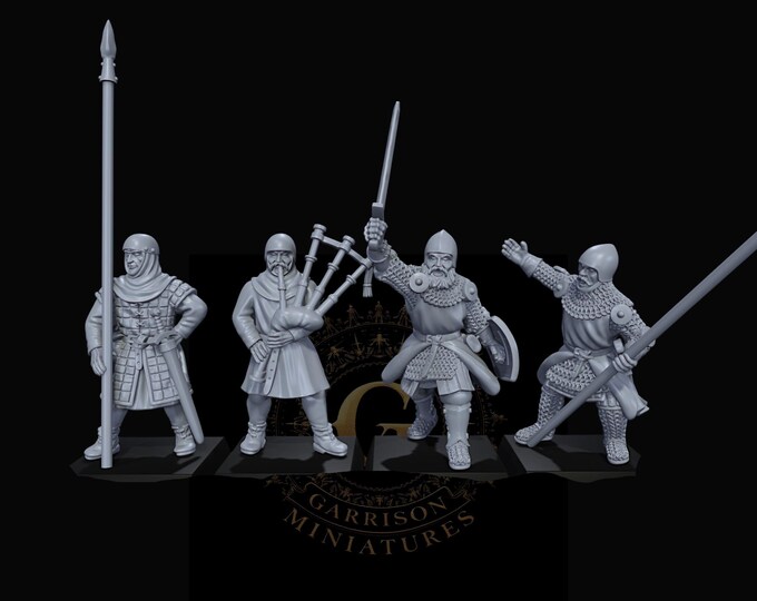 14thC Scots Pikemen Commd Medieval Bannockburn 28mm 1/56