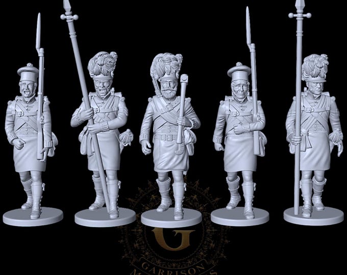 Napoleonic Highlanders Black Watch/Camerons Marching Set 2 28mm 1/56